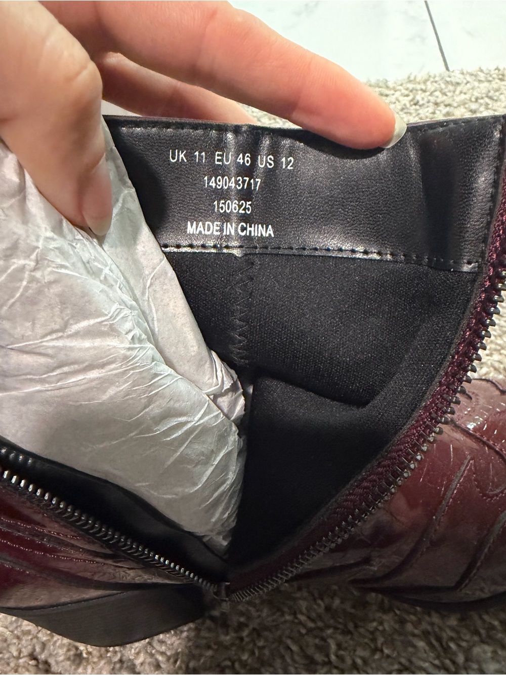 ASOS Burgundy Patent Western Ankle Boots - Picture 4 of 6